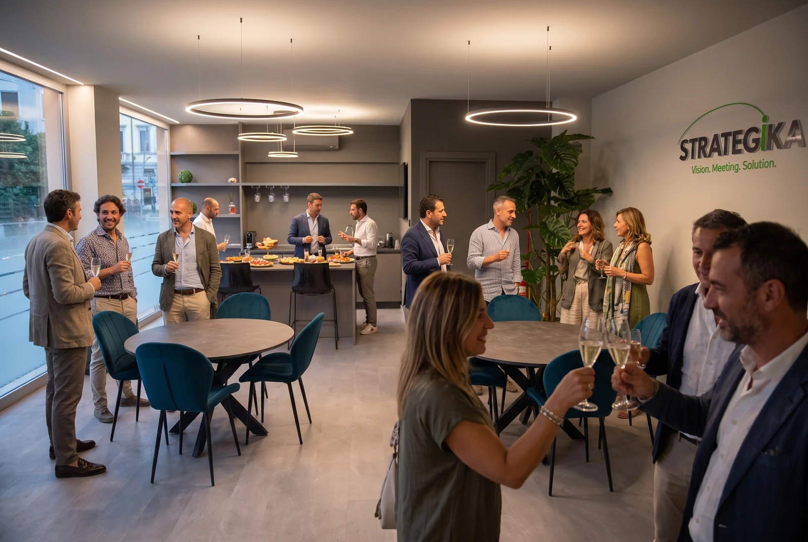 Aperitivo tra imprenditori al Business corner di Lobaccaro Assicurazioni a Melegnano